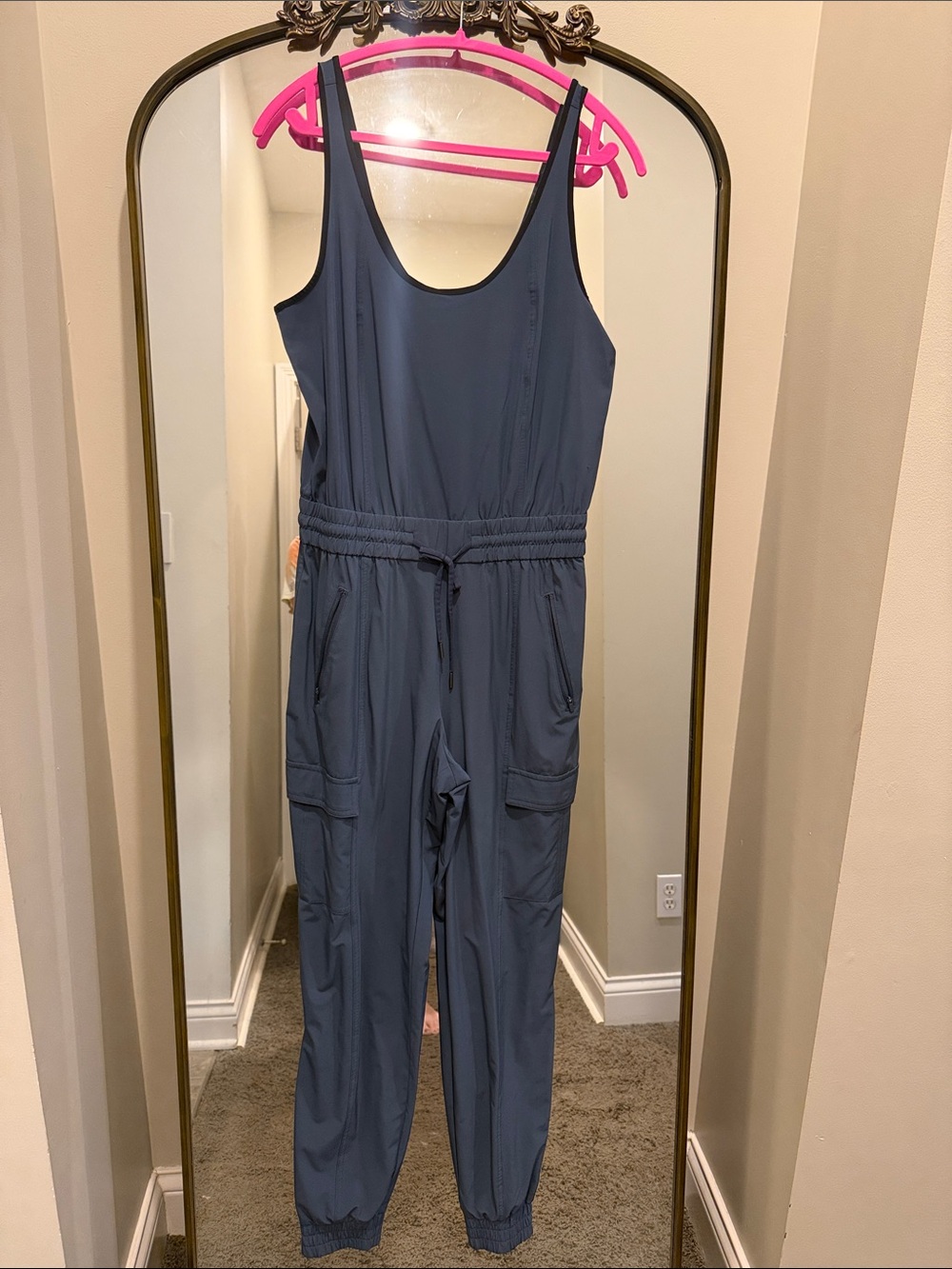 Athleta Sleeveless Cargo Jumpsuit in Slate Blue